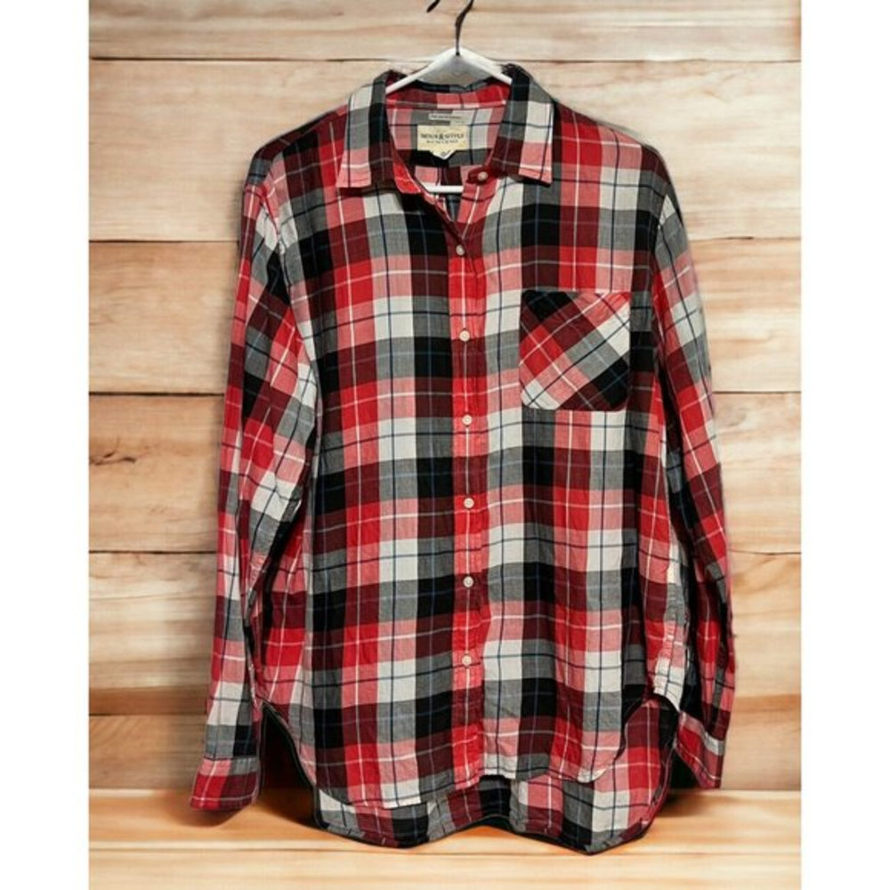Ralph Lauren Shirt‎ Women’s Large Red & Black Boyfriend Button Down Blouse